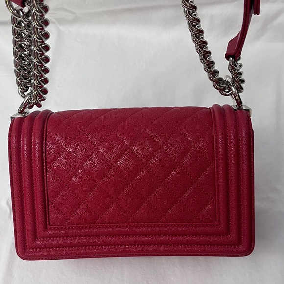 Chanel Small Boy Bag in Red Leather Silver Hardware - Picture 8 of 16